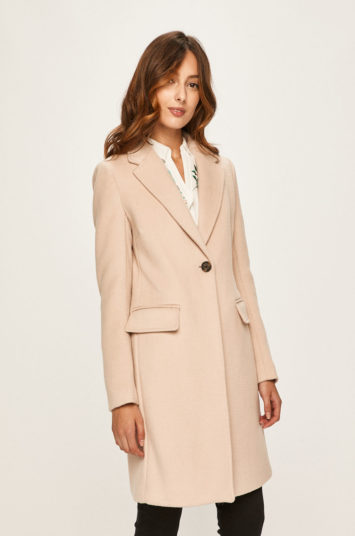 Palton de lana roz pudra lung elegant cu captuseala Answear