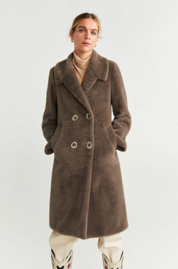Palton de blana Mango maro stil teddy bear Vintage elegant si calduros de iarna