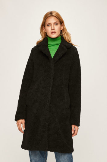 Palton dama de iarna Only elegant oversize negru din material teddy bear