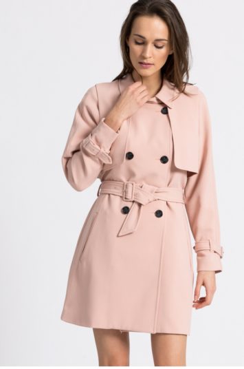 Palton roz pudra Silvian Heach de firma cu nasturi pentru toamna