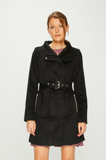Palton Vero Moda casual negru din lana pentru zile de primavara sau toamna