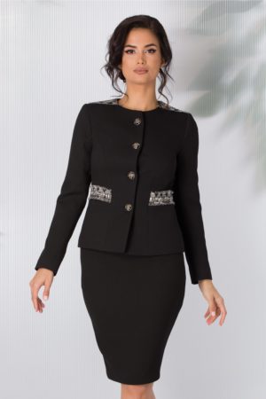 Slash Mountain glory Sacou dama negru elegant cu textura tricotata si nasturi vintage Moze –  paltoane.famy.ro