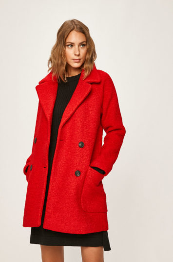 Palton elegant de seara rosu din lana Answear cu croiala dreapta si buzunare