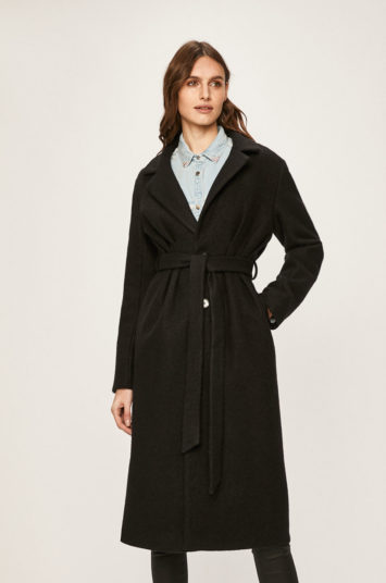 Palton de lana Miss Sixty casual negru lung de dama cu nasturi