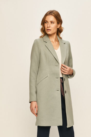 Palton elegant gri de lana cu buzunare si croi drept Vero Moda